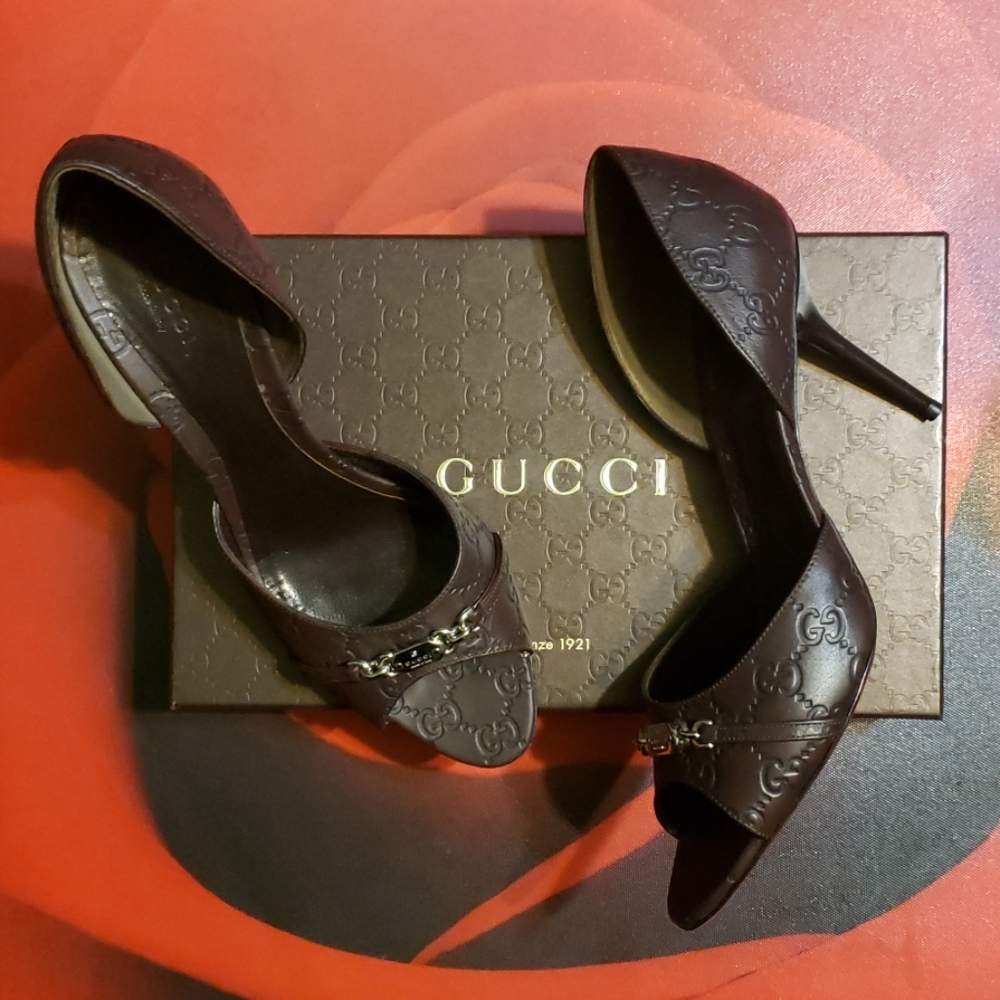 Gucci Chocolate Guccissima Heels
